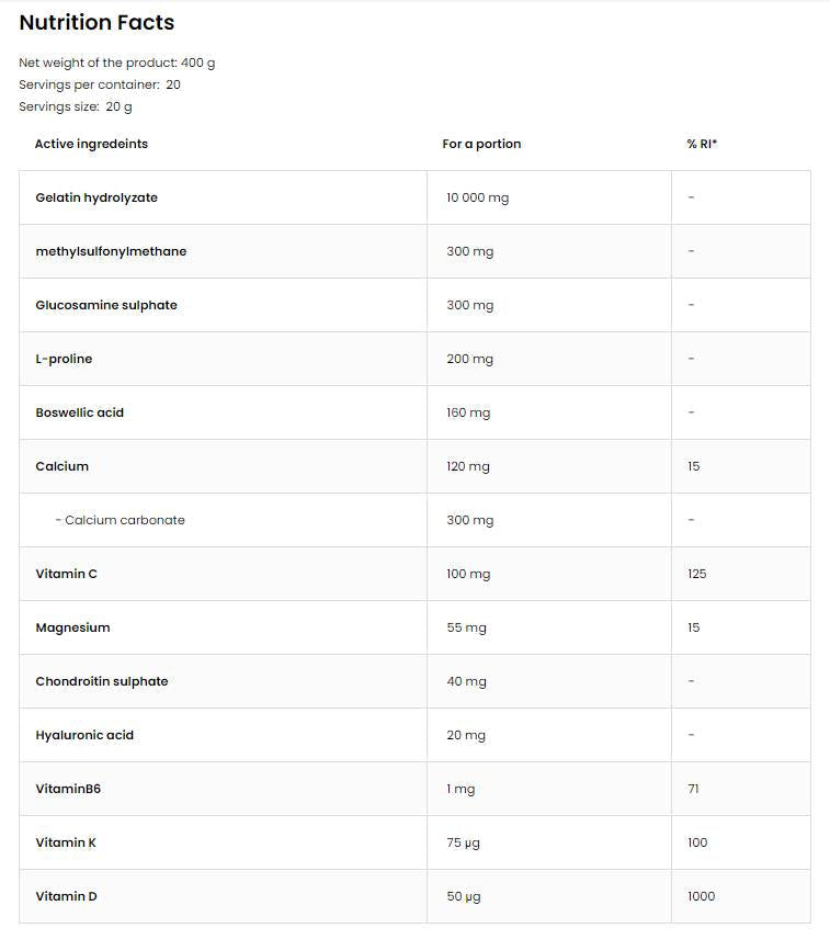 Flex Regen | Collagene + glucosamina, condroitina, MSM, acido ialuronico 400 grammi