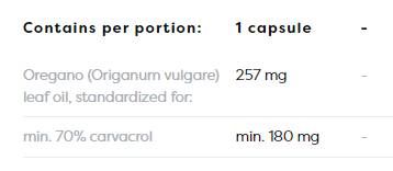 Olio di origano 257 mg | 70% Carvacrol - 60 capsule