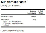 Indolo-3-carbinolo con resveratrolo 200 mg-60 capsule
