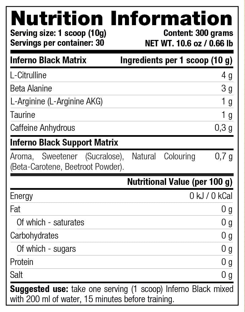 Inferno Black/Pre-allenamento - 300 grammi