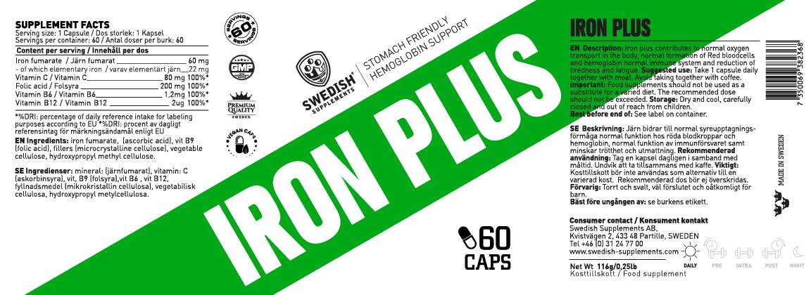 Iron Plus/With Vit C & Folic Acid/- 60 Capsules