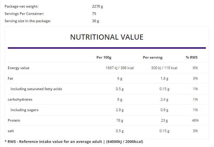 La proteina del latte concentrata 80% - 900 г рама
