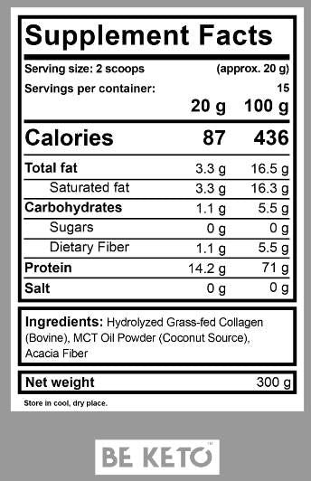 Keto Collagene + Polvere MCT - 300 grammi