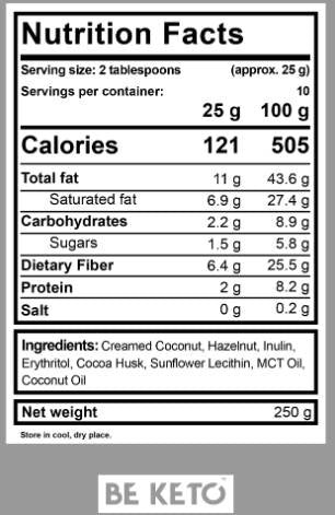 Crema cheto | Nocciola + MCT - 250 grammi