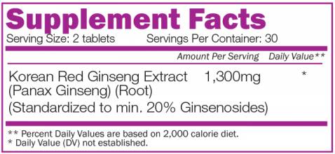 Ginseng Coreano 1300 mg - 60 Compresse