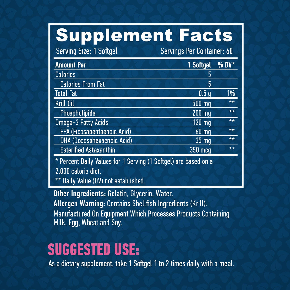 Olio di krill 500 mg/60 capsule molli.