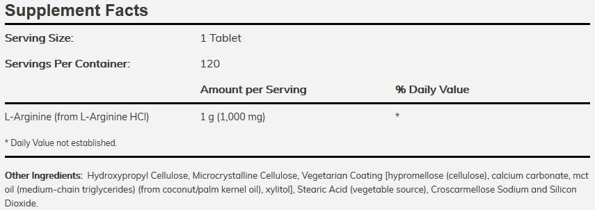 L-Arginina 1000 mg/Doppia potenza - 120 Compresse