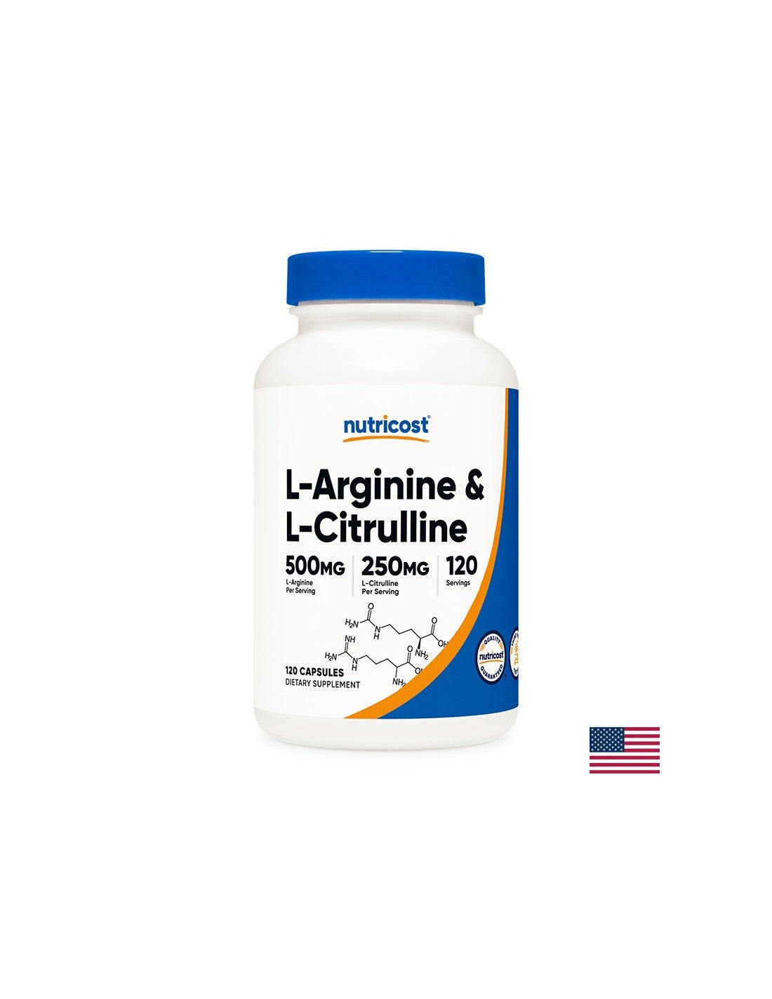 Tono ed energia - L-Arginina + L-Citrullina (L-Arginina + L-Citrullina), 550 mg + 250 mg/120 capsule <tc>Nutricost</tc>