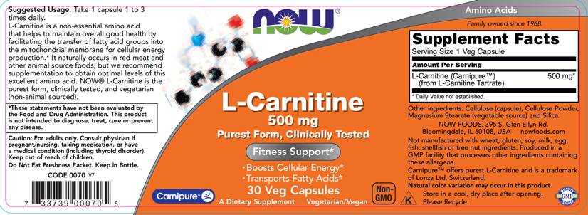 L-Carnitina 500 mg | Carnipure® - 30 capsule