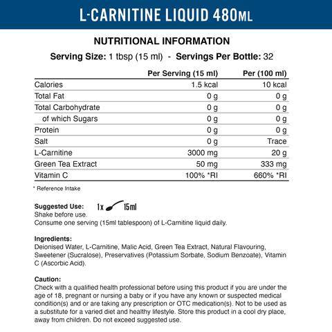 L-Carnitina Liquid 3000 Con Tè Verde - 480 ml