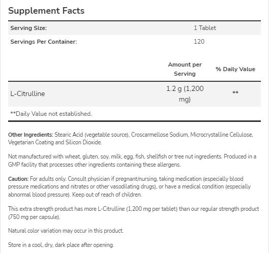 L-Citrullina 1200 mg | Forza extra - 120 compresse