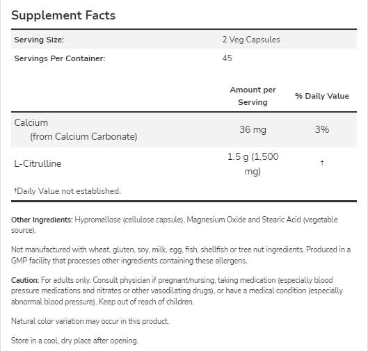 L-Citrullina 750 mg - 90 capsule