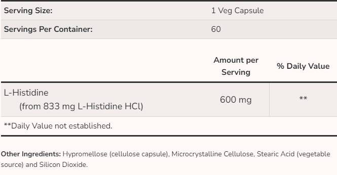 L-istidina 600 mg - 60 capsule