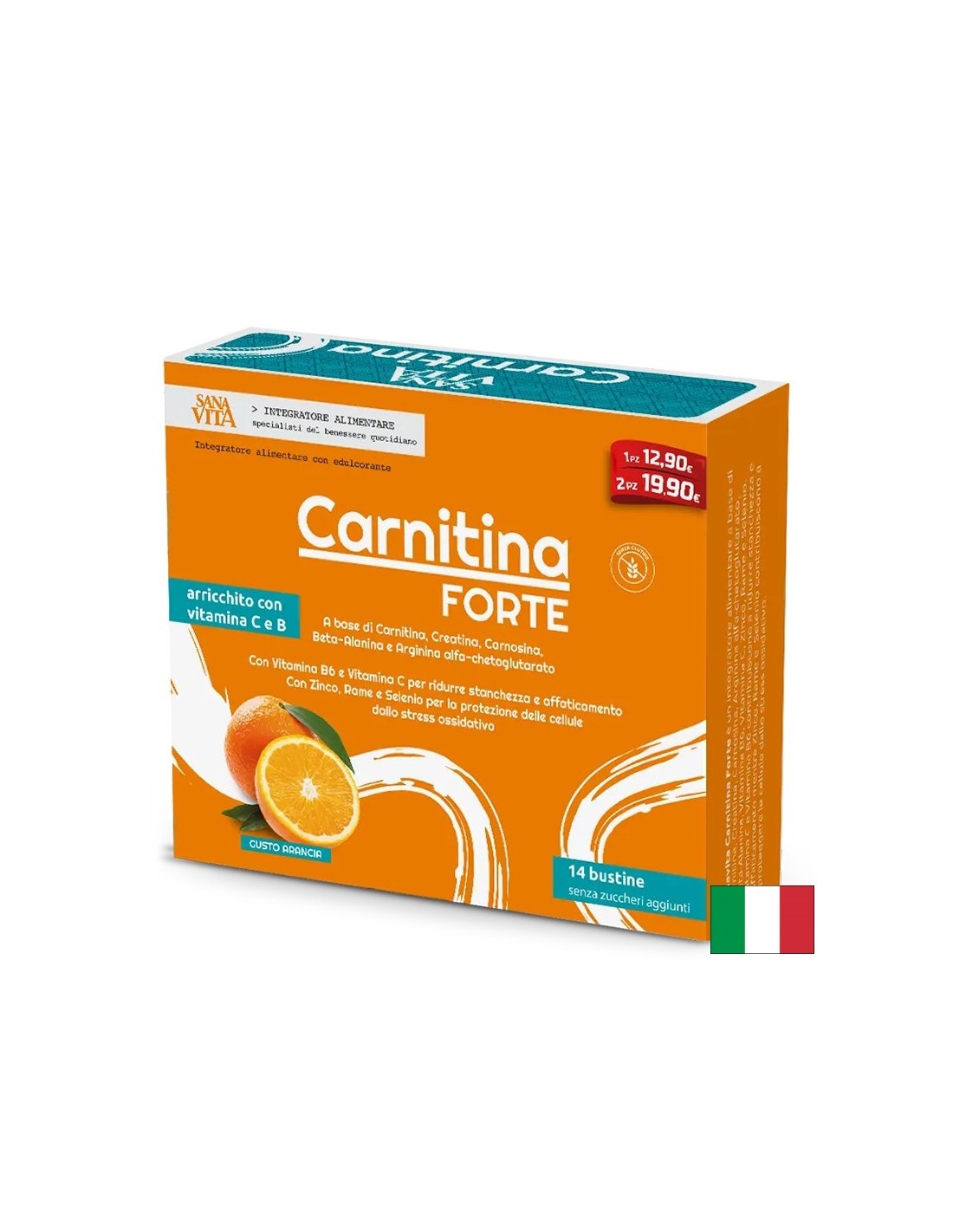 L-Carnitina Forte (con creatina, L-arginina, L-carnosina, vitamine e minerali) - Energia ed energia, 14 compresse, con come nel porto