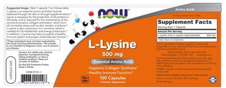 L-Lisina 500 mg - 100 capsule