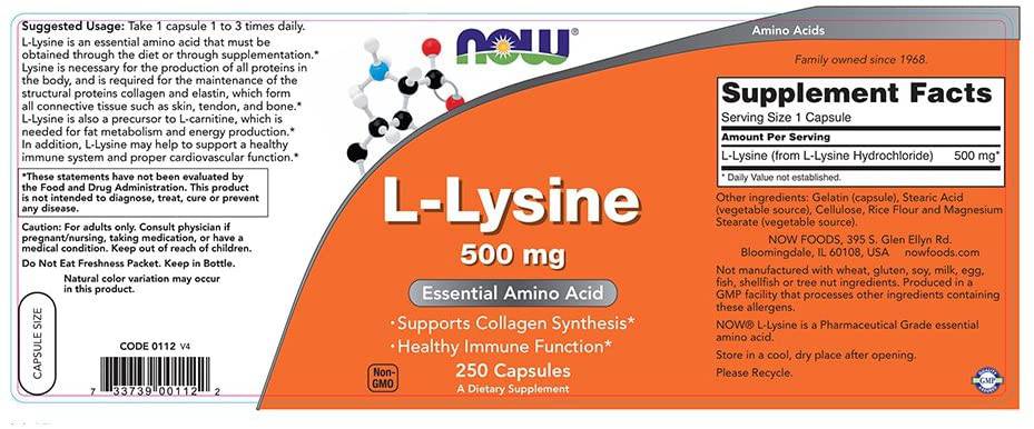 L-Lisina 500 mg - 250 capsule