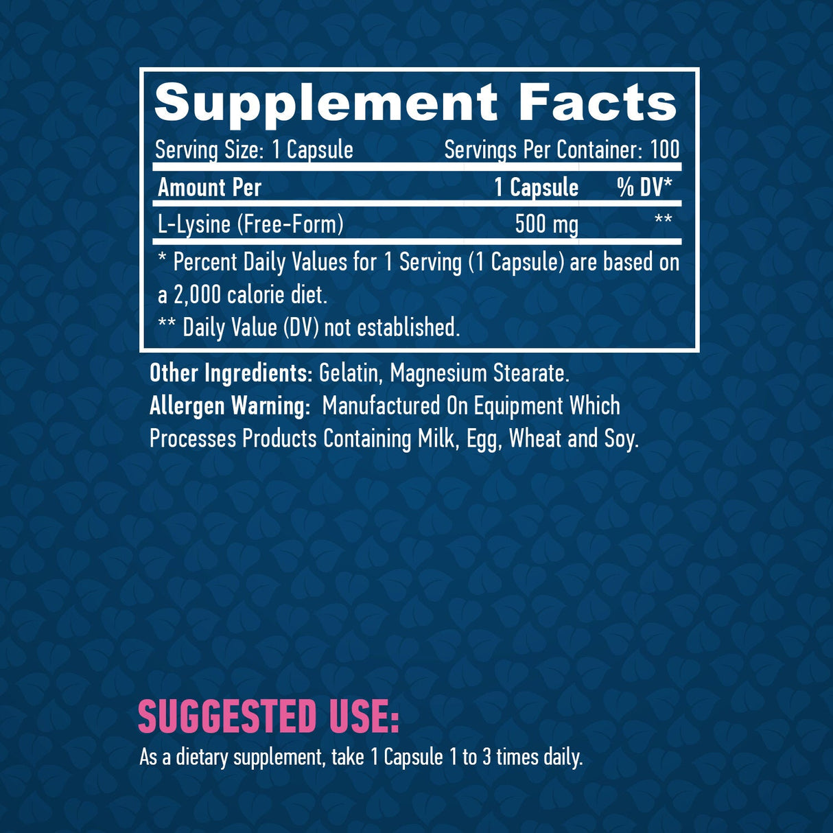 L-lisina 500 mg. /100 Vcaps.