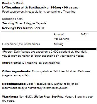 L-teanina 150 mg | Con Suntheanine - 90 capsule