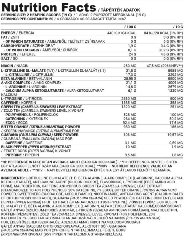 Oscurità senza limiti | Formula pre-allenamento brucia grassi - 380 grammi