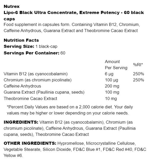 Lipo-6 Nero Ultra Concentrato | Potenza estrema 60 capsule