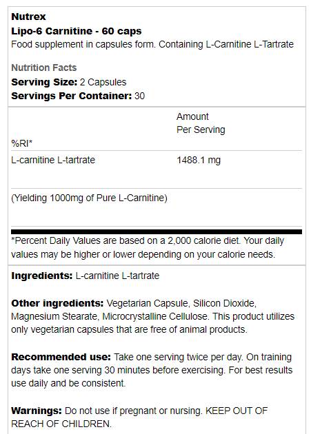 Lipo 6/L-Carnitina - 60 capsule