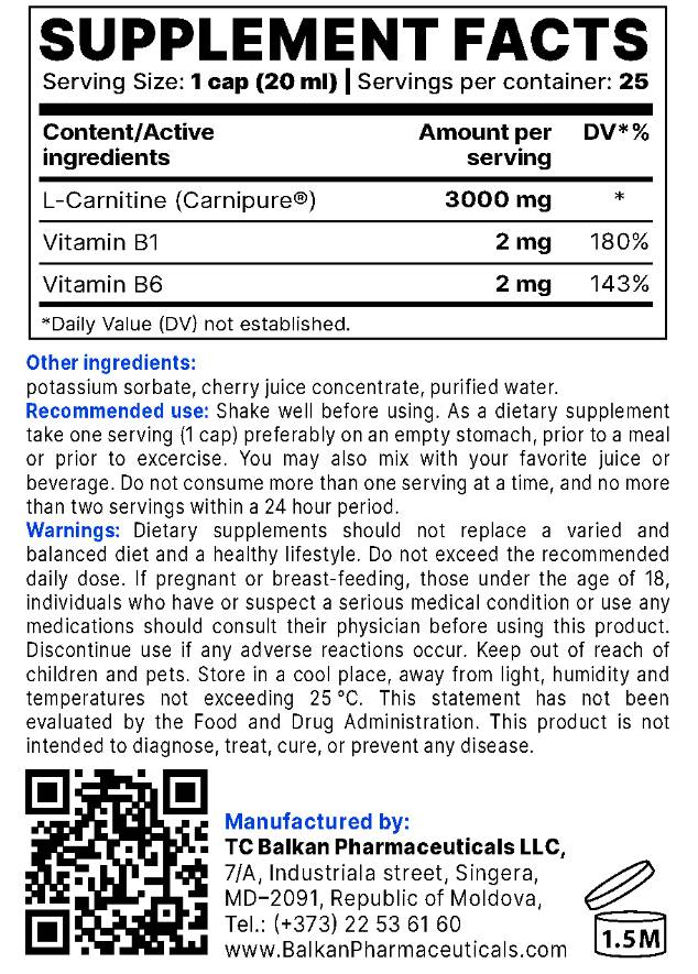 L-Carnitina liquida BP| Carnipure® - 500 ml
