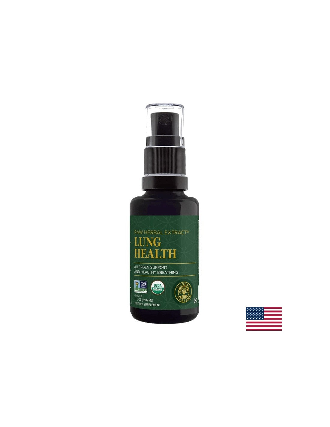 Salute polmonare/Miscela di erbe per l'apparato respiratorio/Spray per la bocca, 29,6 ml Global Healing