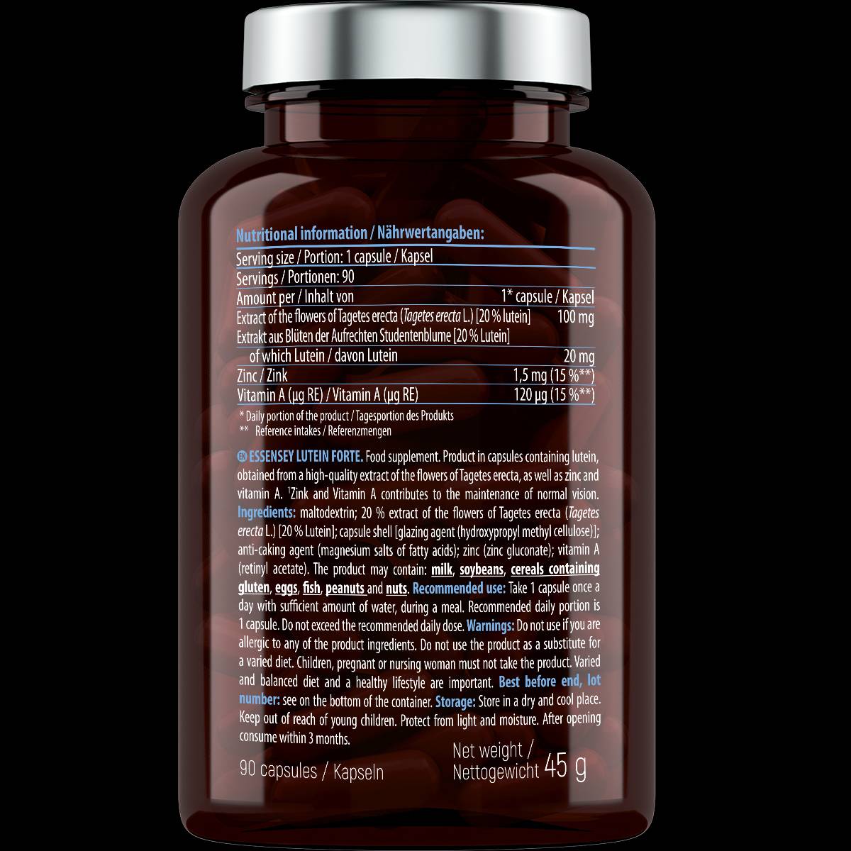 Lutein Forte 20 mg | con Zinco & Vitamina A - 90 capsule