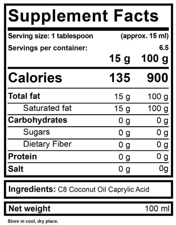 Olio MCT 100% Liquido C8 - 1000 ml
