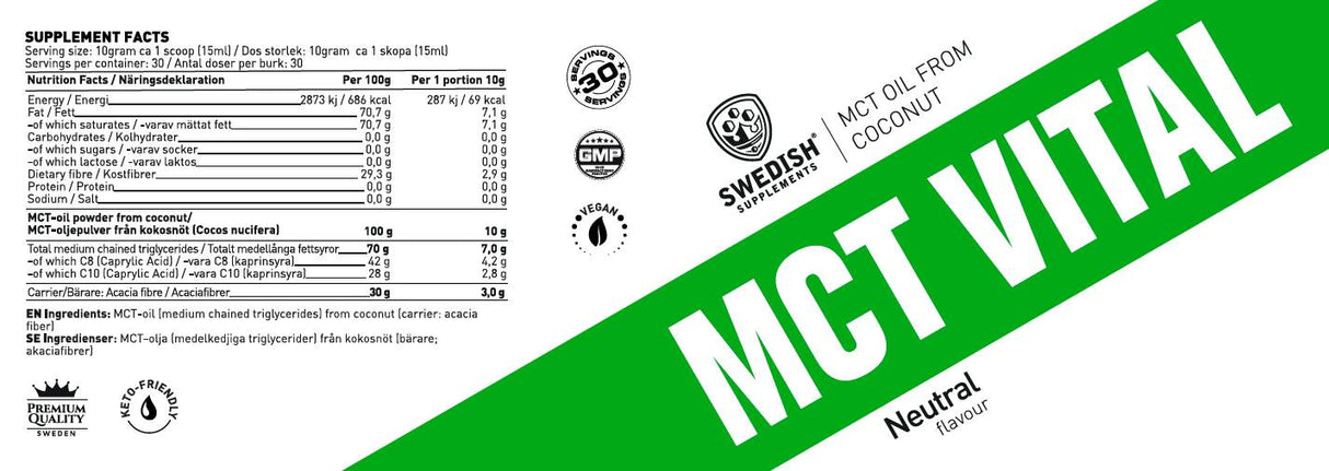 Polvere vitale MCT/dall'olio di cocco - 300 grammi