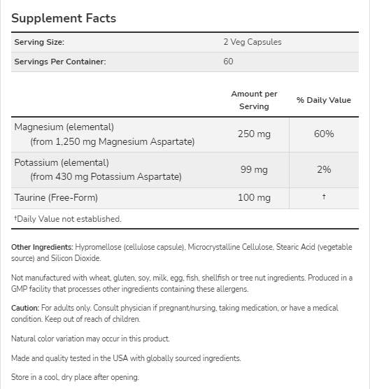 Magnesio & Aspartato di potassio - 120 capsule