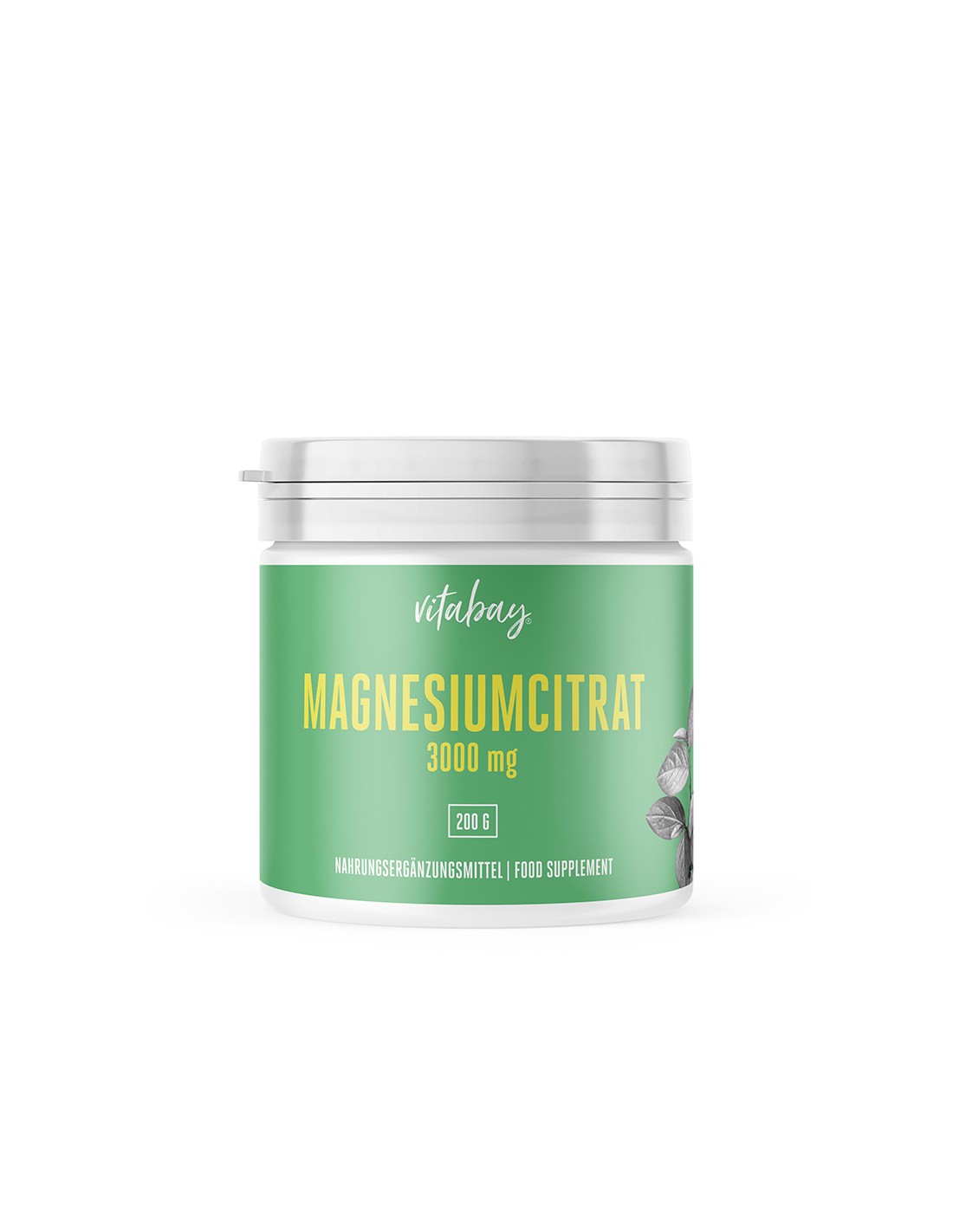 Magnesiumcitrat - Citrato di magnesio in polvere, 100% vegano, 200 g <tc>Vitabay</tc>
