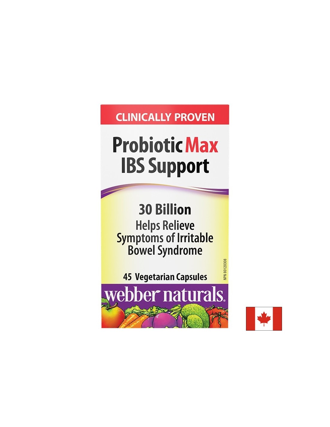 Probiotic Max IBS Support (sindrome dell'intestino irritabile), 30 miliardi di probiotici attivi x 45 capsule V