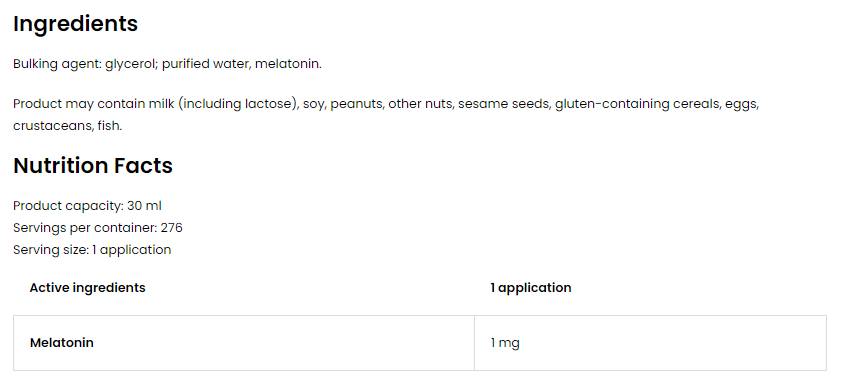 Melatonina Spray 1 mg 30 ml