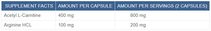 Carnitina da uomo con arginina | Acetil L-Carnitina + L-Arginina - 60 capsule