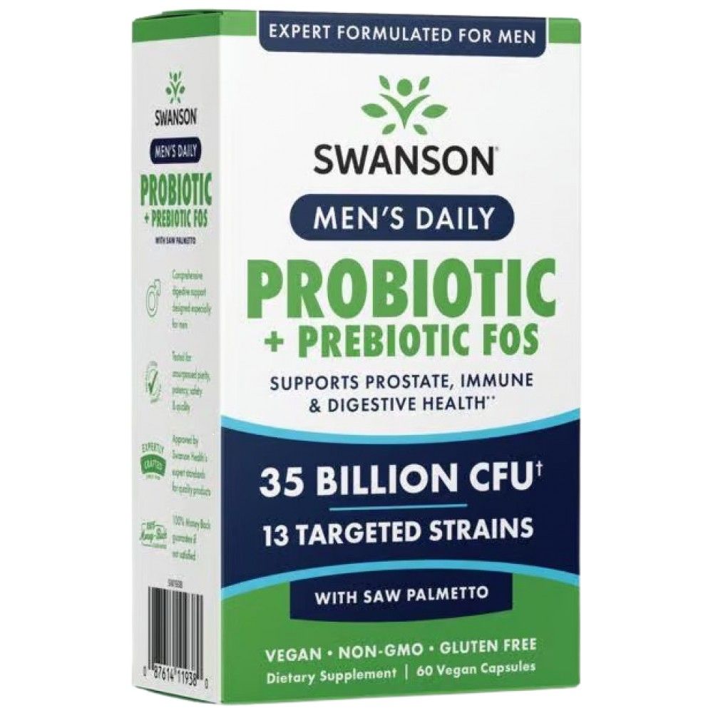 Probiotico + Prebiotico FOS giornaliero per uomo - 60 capsule