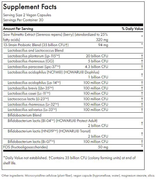Probiotico + Prebiotico FOS giornaliero per uomo - 60 capsule