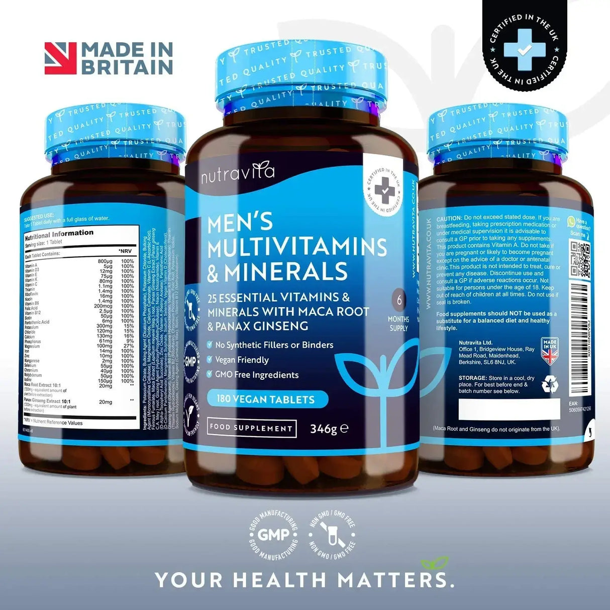 Multivitaminici e Minerali da Uomo 180 Compresse Vegane