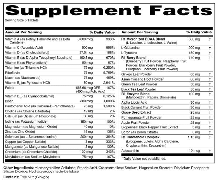 Multivitaminico quotidiano Train da uomo | Oltre 50 ingredienti - 180 compresse