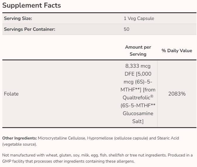 Metilfolato 5000 mcg - 50 capsule