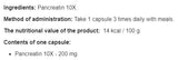 Pancreatin 10x 200 mg - 100 capsule