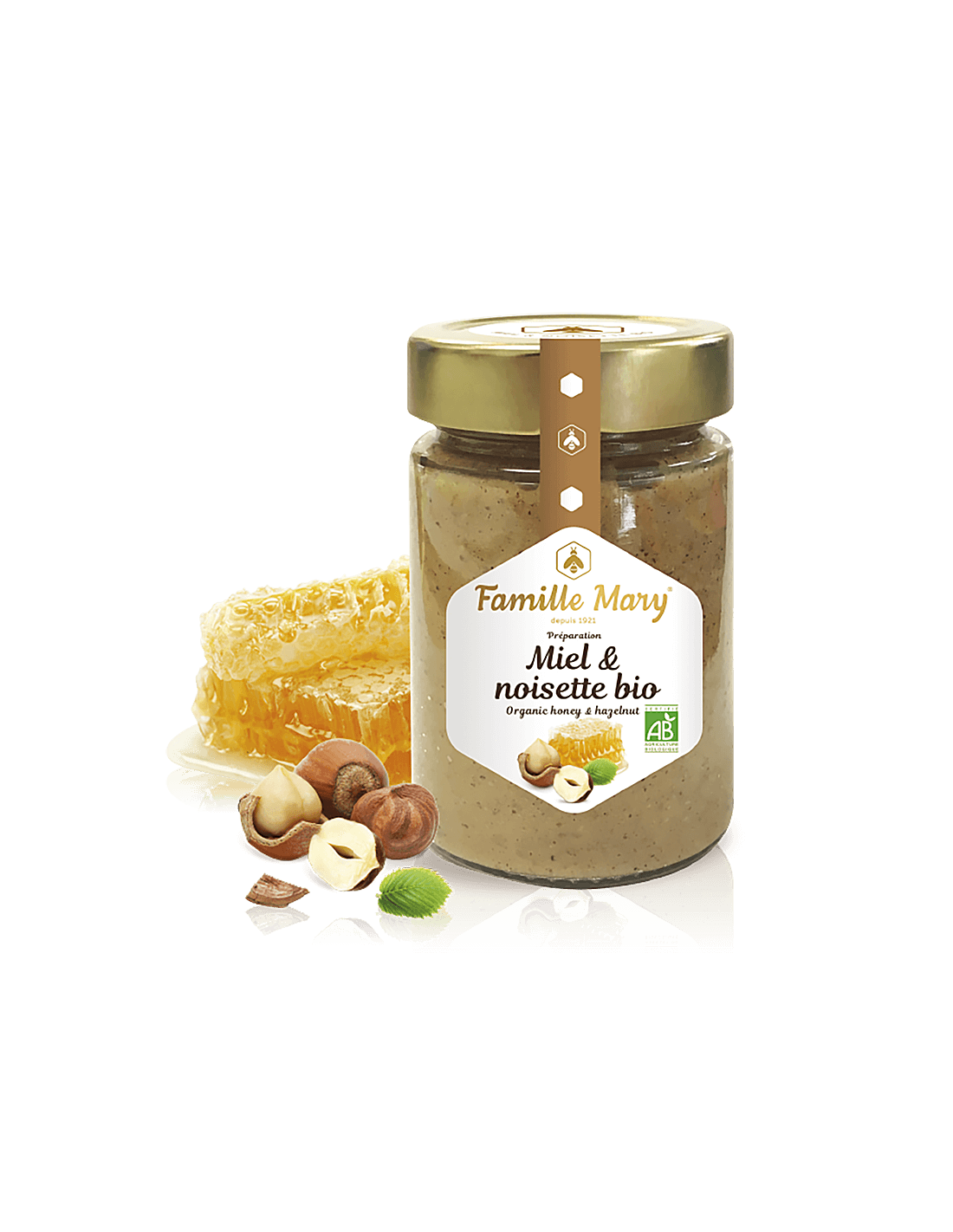 Miele colorato biologico alle nocciole - Miele et noisette bio, 240 g