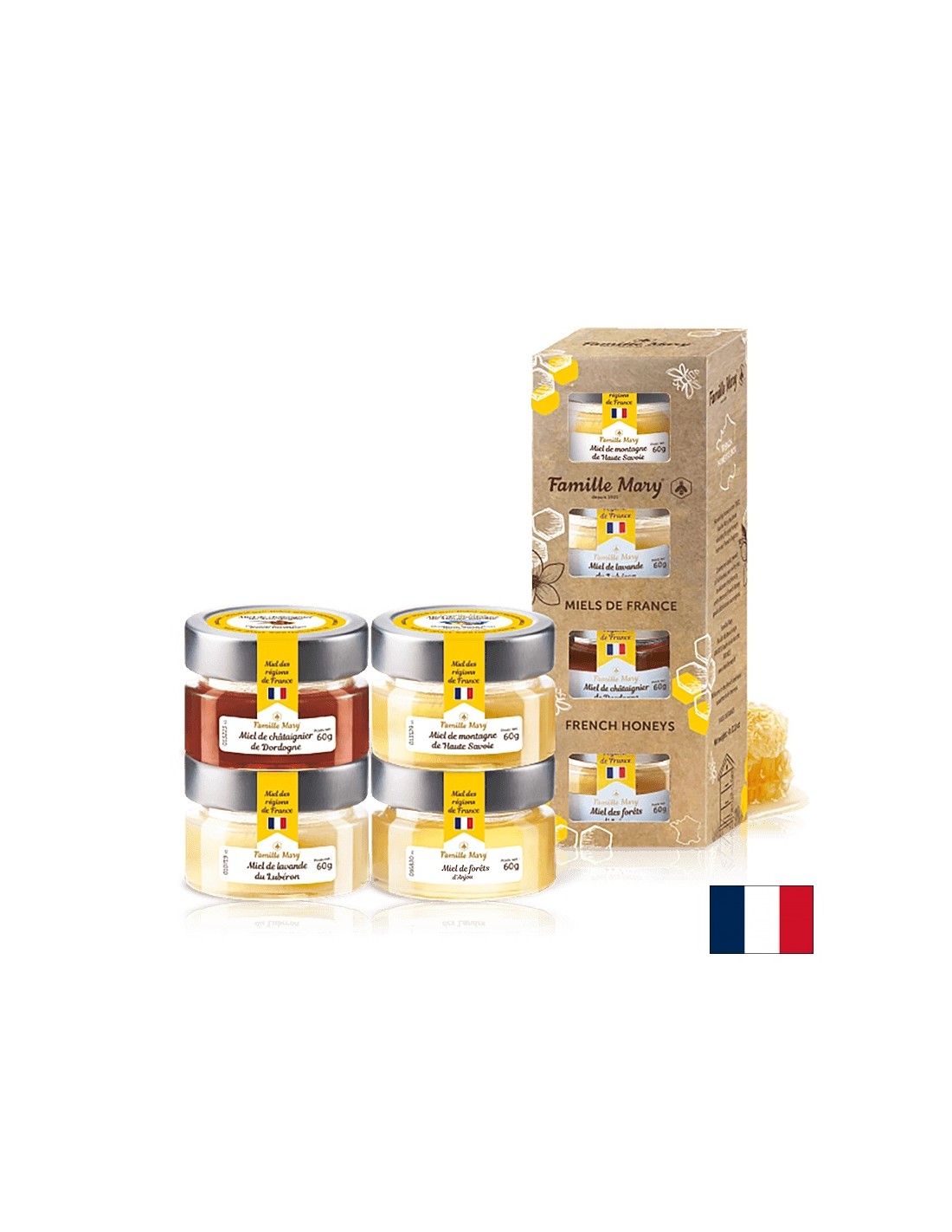 Selezione di mieli d'api dalla Francia - Miels De France, 4 pz. x 60 g