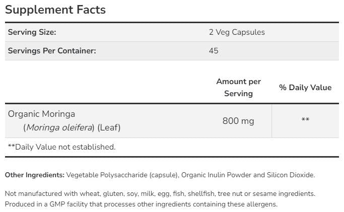 Foglia di Moringa 400 mg - 90 capsule