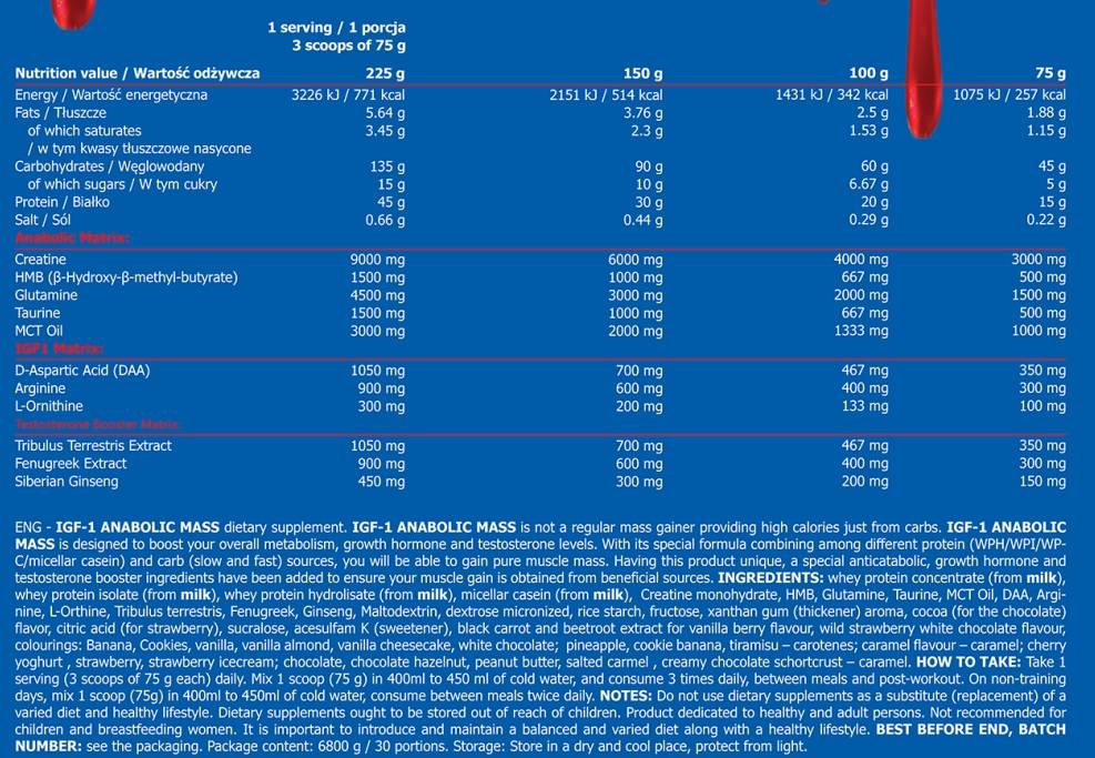Mr. X IGF-1 Anabolic Mass - 6800 grammi
