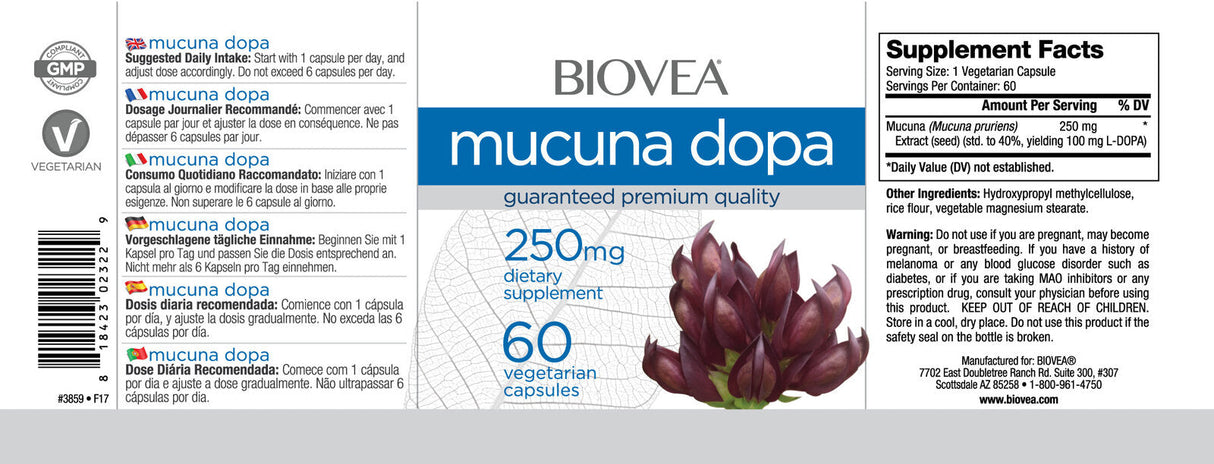 Mucuna Dopa 250 mg/60 capsule