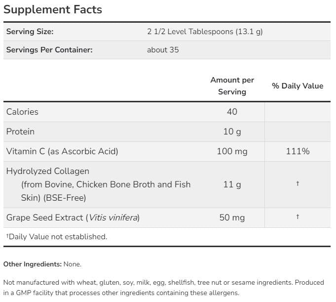 Proteine ​​multi-collagene di tipo I, II & III Polvere - 454 grammi
