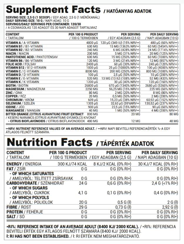 Multi polvere | Con vitamine & Minerali - 300 grammi