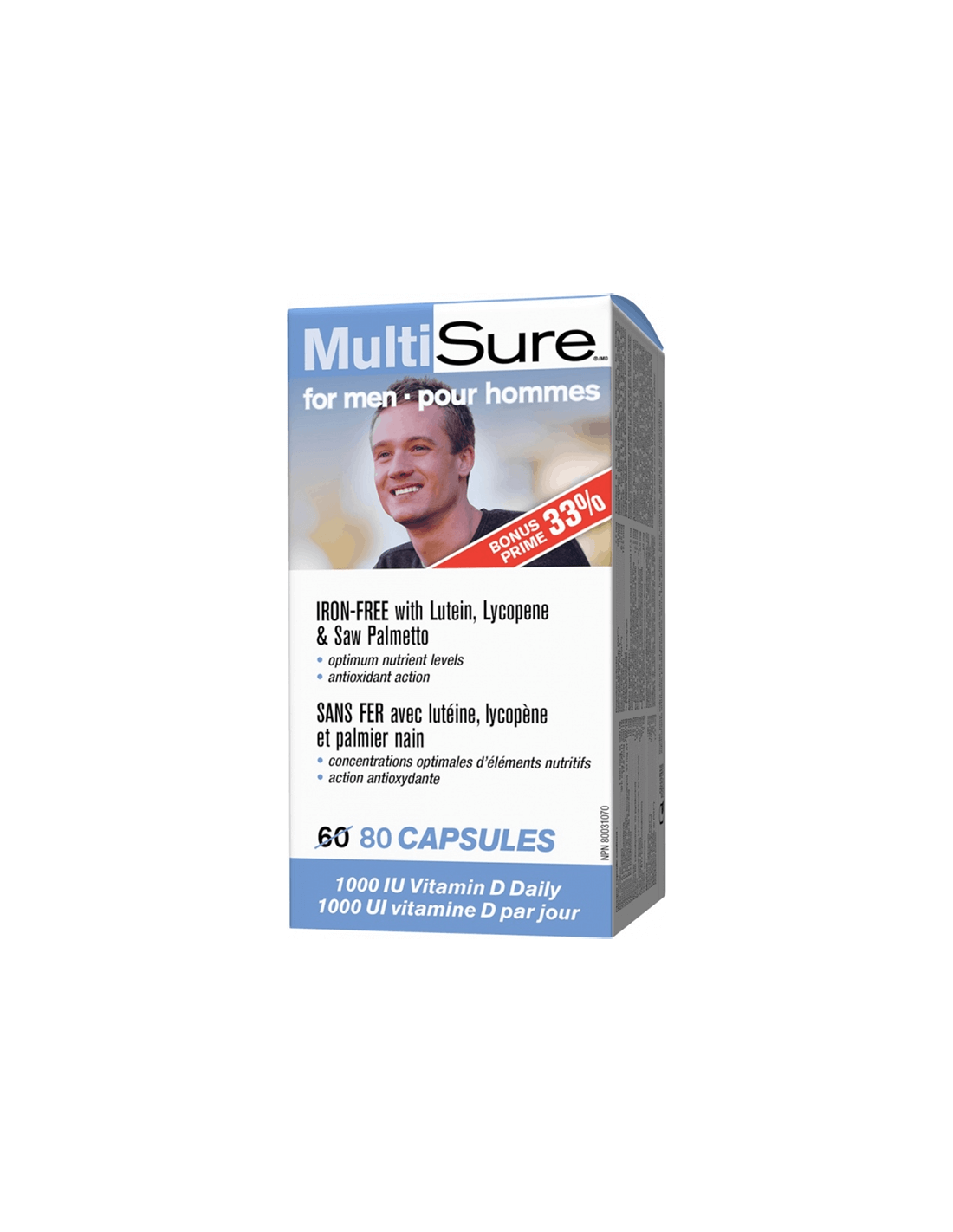 MultiSure® Men/Multivitaminici per uomo (con luteina, licopene e saw palmetto), 80 capsule