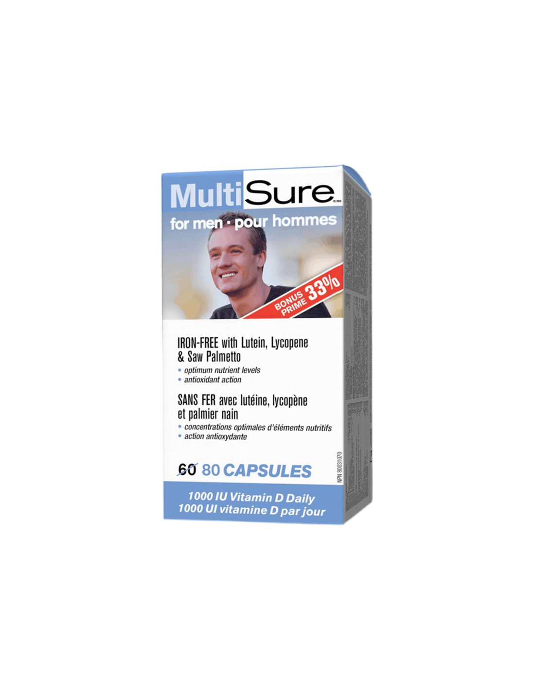 MultiSure® Men/Multivitaminici per uomo (con luteina, licopene e saw palmetto), 80 capsule